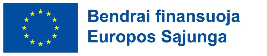 Europos Sąjungos vėliava ir užrašas Bendrai finansuoja Europos Sąjunga.