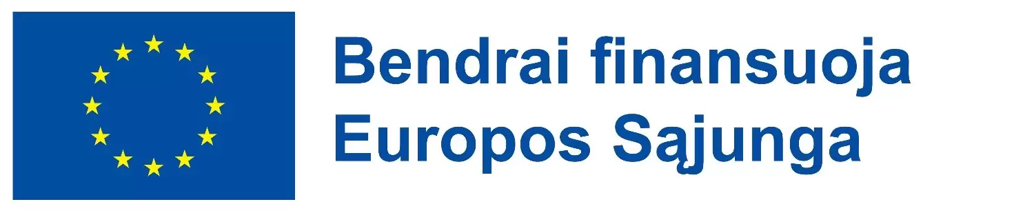 Europos Sąjungos vėliava ir užrašas Bendrai finansuoja Europos Sąjunga.
